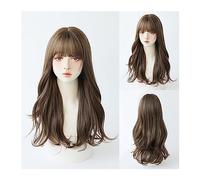 Perruques Synthétique Résistant À La Chaleur Quotidien Partie Faux Cheveux Beige Gris Longue Vague Perruques avec Frange Cosplay Lolita Perruque for Femmes Doux Cool Perruque dames(Color:C-0319-1)