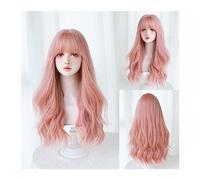 Perruques Synthétique Résistant À La Chaleur Quotidien Partie Faux Cheveux Beige Gris Longue Vague Perruques avec Frange Cosplay Lolita Perruque for Femmes Doux Cool Perruque dames(Color:C-0341-1)