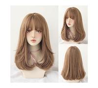 Perruques Synthétique Résistant À La Chaleur Quotidien Partie Faux Cheveux Beige Gris Longue Vague Perruques avec Frange Cosplay Lolita Perruque for Femmes Doux Cool Perruque dames(Color:C8272-1)