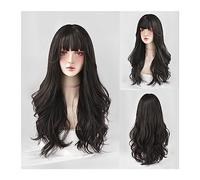 Perruques Synthétique Résistant À La Chaleur Quotidien Partie Faux Cheveux Beige Gris Longue Vague Perruques avec Frange Cosplay Lolita Perruque for Femmes Doux Cool Perruque dames(Color:MW8291-1)