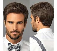 Perruques synthétiques à cheveux courts pour hommes pour un usage quotidien, perruque tendance ombrée, cheveux naturels pour hommes, résistantes à la chaleur, respirantes, marron mixte, 6 pouces