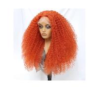 Perruques synthétiques afro frisées et crépues de 61 cm avec dentelle frontale noire for femme, densité 250 Extensions de cheveux(Ginger Orange)