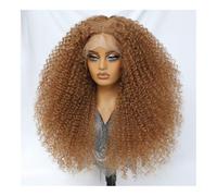 Perruques synthétiques afro frisées et crépues de 61 cm avec dentelle frontale noire for femme, densité 250 Postiche Cheveux Femme(Light brown)