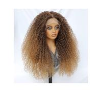 Perruques synthétiques afro frisées et crépues de 61 cm avec dentelle frontale noire for femme, densité 250 Extensions de cheveux(Dark blonde)