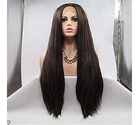 Perruques Synthétiques Avant Bizarres Et Droites, Coiffure Superposée, Densité De 150%, Cheveux Synthétiques Résistants À La Chaleur, Perruque Mi-Longue Avant Brune, 16 Pouces (26 Pouces)