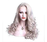 Perruques Synthétiques Avant En Dentelle Longue Ondulée Dame/Corps Ondulé Gris Foncé Perruque 180% Densité Cheveux Synthétiques Gris Foncé Perruque Longue Avant En Dentelle, 18 Pouces (16 Pouces)