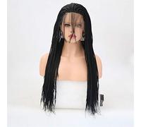 Perruques Synthétiques Avant En Fibre Haute Température De Couleur Noire Tissée En Boîte Tressée Pour Femme, Perruque Synthétique Sans Colle Avec Cheveux De Bébé, B, 22 Pouces (22 Pouces | A)