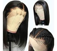 Perruques Synthétiques Avant Pour Femmes Noires, Perruque Bob Brésilienne Naturelle Lisse, Style Africain, Perruque Frontale Suisse, 12 Pouces (16 Pouces)