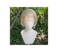 Perruques synthétiques blondes 13x4 for hommes, coupe courte au carré de 20 cm, ligne de cheveux naturelle, densité 150