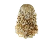 Perruques synthétiques blondes avec frange for femmes, 1 pièce, perruque longue bou coupes de cheveux naturelles Shaggy, reflets Dolly Parton, Costume maman(363)