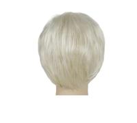 Perruques synthétiques blondes claires for femmes, perruque naturelle courte avec frange, Blonde platine, lisse, Costume de Cosplay féminin, 1 pièce