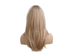 Perruques synthétiques blondes longues et lisses de 20 pouces, 1 pièce, perruque ombrée avec racines foncées for femmes, for Cosplay fête quotidienne