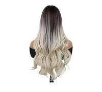 Perruques synthétiques blondes longues et ondulées for femmes, coiffure naturelle, Drag Queen, avec frange, ombrée, légère, complète, 1 pièce(Ombre Light Blonde)