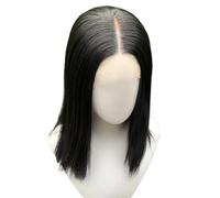 Perruques synthétiques Bob courtes et lisses noires for femmes, perruque de cheveux avec raie centrale de 12 pouces for fête costumée d'halloween Cosplay Effet naturel et Volumineux