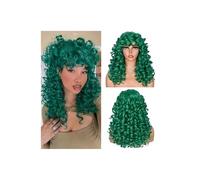 Perruques synthétiques bou s de 43 cm de long avec frange for femme, coiffure vintage, idéales for un usage quotidien, une fête ou un cosplay.(Green)