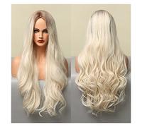 Perruques synthétiques brunes longues compatible with femmes perruque ondulée soyeuse avec frange d'air résistant à la chaleur Fibre Cosplay Perruque de rechange(LC273-1)