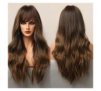 Perruques synthétiques brunes noires ombre avec franges complètes ondulées longues compatible with femmes Cospaly Daily Party Faker Hair Hear Heating(LC363-1)
