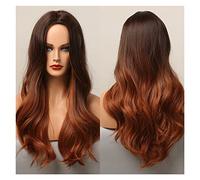 Perruques synthétiques brunes noires ombre avec franges complètes ondulées longues compatible with femmes Cospaly Daily Party Faker Hair Hear Heating(LC5081-1)