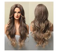 Perruques synthétiques brunes noires ombre avec franges complètes ondulées longues compatible with femmes Cospaly Daily Party Faker Hair Hear Heating(LC5045-1)