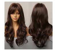 Perruques synthétiques brunes noires ombre avec franges complètes ondulées longues compatible with femmes Cospaly Daily Party Faker Hair Hear Heating(LC353-2)