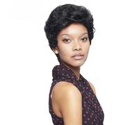 Perruques synthétiques couleur 1B perruque courte bouclée perruques afro-américaines haute température quotidiennes pour femme-#1-6 pouces