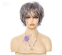 Perruques synthétiques courtes blondes mixtes brunes avec frange pour femmes, perruques de cheveux naturels ondulés en fibre résistante à la chaleur-ZY-154-8 pouces-1 pièce