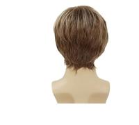 Perruques synthétiques courtes brunes for hommes, 1 pièce, perruque tendance avec frange, Costume d'homme d'affaires for, fête Cosplay, naturelle, lisse, père(Color-2)