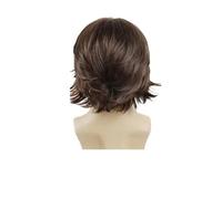 Perruques synthétiques courtes brunes for hommes, 1 pièce, perruque tendance avec frange, Costume d'homme d'affaires for, fête Cosplay, naturelle, lisse, père(Color-3)