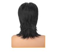 Perruques synthétiques courtes brunes Shaggy superposées des années 80, perruque mulet coupe Pixie avec frange bou faux cheveux naturels for femmes, 1 pièce