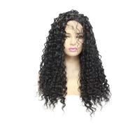 Perruques synthétiques Lace Front Wig 13x3 for femmes, perruque longue bouclée, densité 150, résistantes à la chaleur, noires(24inch)