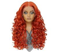 Perruques synthétiques Lace Front Wig 13x6 for femmes, perruque ondulée bou de 24 pouces de long for un usage quotidien(#350)