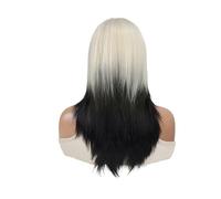 Perruques synthétiques longues et lisses for femmes, 1 pièce, perruque superposée Blonde noire avec frange, Cosplay quotidien, mode dégradé Drag Queen