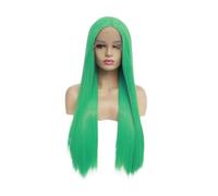 Perruques synthétiques longues et lisses vert clair, sans colle, pré-épilées avec naissance des cheveux naturelle, for femmes à la mode Hair Extensions Pièces Wigs(16inch)
