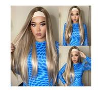 Perruques synthétiques longues et raides brunes blondes for femmes, perruques à reflets, cheveux naturels, perruques de cosplay résistantes à la chaleur (26 pouces) Daily Use