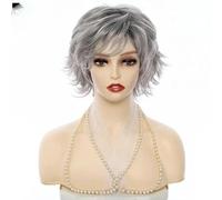 Perruques synthétiques marron ombré avec frange pour femmes blanches, perruque courte ondulée rouge grise pour cosplay, racines foncées-ZY-111 B-8 pouces-1 pièce