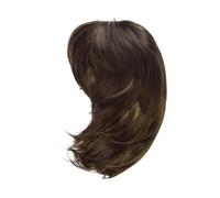 Perruques synthétiques mixtes brunes avec frange for femmes blanches, perruque de remplacement cheveux naturels ondulés longs 16 pouces for usage quotidien maman 1 pièce