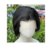 Perruques synthétiques noires de jais de 20 cm, perruques de cosplay courtes sans colle avec dentelle frontale de 13 x 4 cm, densité 150 Postiche Cheveux Femme