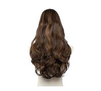 Perruques synthétiques ondulées en U for femmes, extensions de cheveux à clipser, perruques invisibles, postiches naturels de 61 cm Postiche Cheveux Femme(Dark bown blonde)