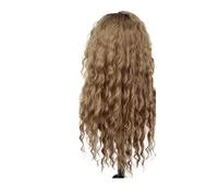 Perruques synthétiques ondulées longues de 28 pouces, 1 pièce, perruque naturelle blonde ombrée avec racines noires, cheveux pelucheux, Costume Drag Queen for femmes(Ombre Brown)