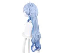 Perruques synthétiques Perruque Cosplay Costume, Perruque de cheveux longs bleus perruque de costume de cheveux ondulés d'anime avec une frange