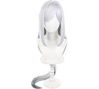 Perruques synthétiques Perruque Cosplay Costume, Perruque de cheveux longs dégradés noirs et blancs, perruque de costume de cheveux raides d'anime avec frange et tresse