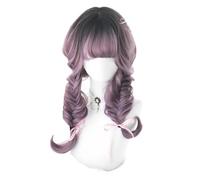 Perruques synthétiques Perruque Cosplay Costume, Perruques violettes mélangées noires, perruques longues et lâches, cheveux synthétiques résistants à la chaleur for Halloween