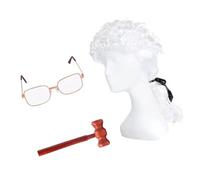 Perruques synthétiques pour avocat, juge, cosplay, costume long, bouclé, ondulé, perruques d'avocat pour fête scolaire