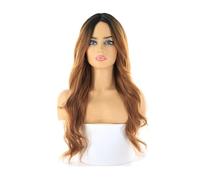 Perruques synthétiques pour femmes noires Perruque de cheveux longue partie latérale ondulée avec frange Ombre Brown Couleur Perruques de cosplay doux naturel