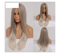 Perruques synthétiques résistantes à la chaleur de partie centrale perruques cheveux d'ombre brun long droites compatibles avec les mode tous jours femmes Kuroko(Lc286-1)