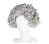 Perruques synthétiques rose clair ombré for femmes, perruque de Cosplay naturelle ondulée à blanche avec frange, résistante la chaleur, 1 pièce(Silver Grey)