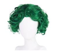 Perruques synthétiques rose clair ombré for femmes, perruque de Cosplay naturelle ondulée à blanche avec frange, résistante la chaleur, 1 pièce(Green)