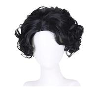 Perruques synthétiques rose clair ombré for femmes, perruque de Cosplay naturelle ondulée à blanche avec frange, résistante la chaleur, 1 pièce(Natural Black)