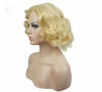 Perruques synthétiques sans bonnet pour femmes, cheveux courts bouclés, coupe Flapper cuivrée/blonde, blond décoloré, 10 pouces