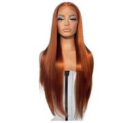 Perruques Synthétiques Sans Colle For Femmes, Cheveux Longs Et Raides, Couleur Orange Roux, 13x4, Naissance Des Cheveux Naturelle Postiche Cheveux Femme